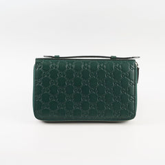 Gucci Guccissima Leather Travel Wallet Green