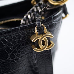 Chanel Gabrielle Large Croc Embossed Bag Black