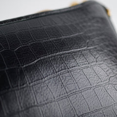 Chanel Gabrielle Large Croc Embossed Bag Black