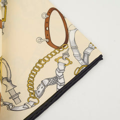 Hermes Les Dechaines 90cm Silk Scarf Ivory/Vert Loden