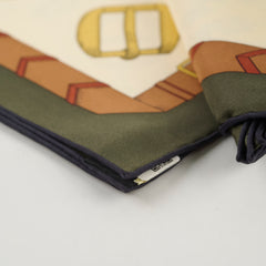 Hermes Les Dechaines 90cm Silk Scarf Ivory/Vert Loden