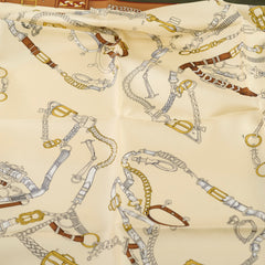 Hermes Les Dechaines 90cm Silk Scarf Ivory/Vert Loden