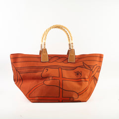 Hermes Steeple Bag Orange Canvas P in Sqaure Stamp