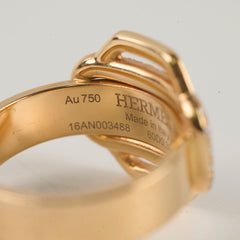 Hermes Attelage 18k Rose Gold Daimond Ring Size 51