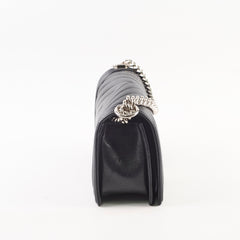 Chanel Old Medium Boy Bag Black Caviar Chevron SHW
