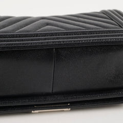 Chanel Old Medium Boy Bag Black Caviar Chevron SHW