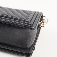 Chanel Old Medium Boy Bag Black Caviar Chevron SHW