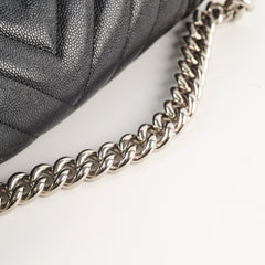 Chanel Old Medium Boy Bag Black Caviar Chevron SHW