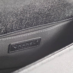 Chanel Old Medium Boy Bag Black Caviar Chevron SHW