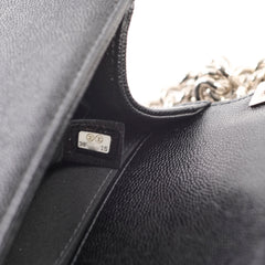 Chanel Old Medium Boy Bag Black Caviar Chevron SHW