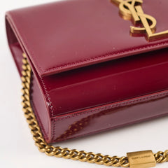 Saint Laurent Small Patent Kate Burgundy