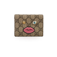Gucci GG Surpreme Monogram Face Wallet Beige/Pink