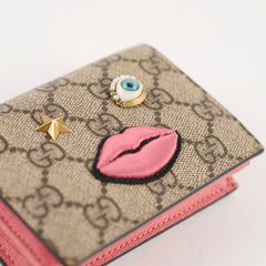 Gucci GG Surpreme Monogram Face Wallet Beige/Pink
