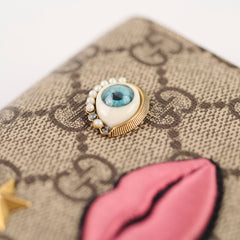 Gucci GG Surpreme Monogram Face Wallet Beige/Pink