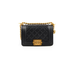 Chanel Mini Boy Bag Black Caviar GHW (Microchip)