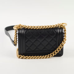 Chanel Mini Boy Bag Black Caviar GHW (Microchip)