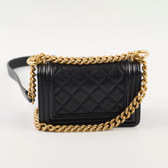 Chanel Mini Boy Bag Black Caviar GHW (Microchip)