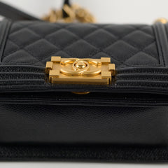 Chanel Mini Boy Bag Black Caviar GHW (Microchip)
