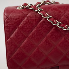 Chanel Single Flap Jumbo Red Caviar SHW 13 series