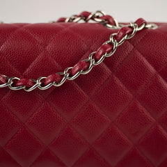Chanel Single Flap Jumbo Red Caviar SHW 13 series