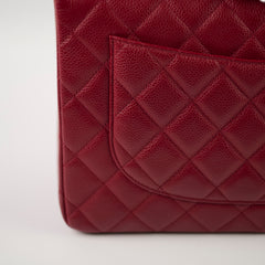 Chanel Single Flap Jumbo Red Caviar SHW 13 series