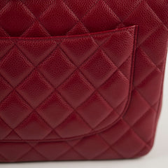 Chanel Single Flap Jumbo Red Caviar SHW 13 series