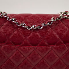 Chanel Single Flap Jumbo Red Caviar SHW 13 series