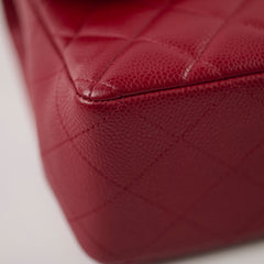 Chanel Single Flap Jumbo Red Caviar SHW 13 series