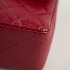 Chanel Single Flap Jumbo Red Caviar SHW 13 series