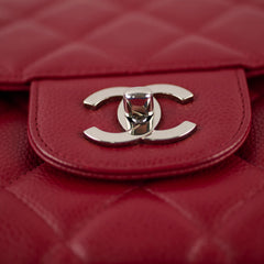 Chanel Single Flap Jumbo Red Caviar SHW 13 series