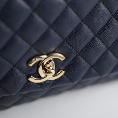 Chanel Medium Coco Handle Navy Caviar