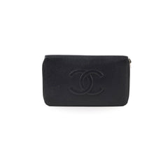 Chanel Caviar Zip Around Long Wallet Black Series 16