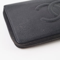 Chanel Caviar Zip Around Long Wallet Black Series 16