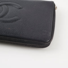 Chanel Caviar Zip Around Long Wallet Black Series 16