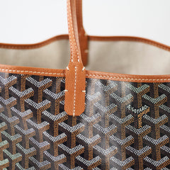 Goyard St Louis PM Black Tan Shoulder Bag