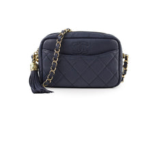 Deal of The Week - Chanel Matte Caviar Leather Coco Tassel Mini Camera Bag Deep Blue