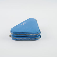 Prada Saffiano Triangle Mini Bag Blue