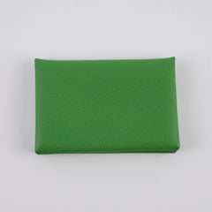 Hermes Calvi Cardholder Epsom Vert Yucca/Celeste 2023