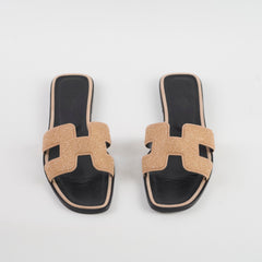 Hermes Oran Sandals Pink Strass Size 38