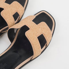 Hermes Oran Sandals Pink Strass Size 38
