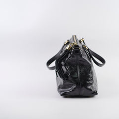 Gucci Soft Patent Leather Tote Black