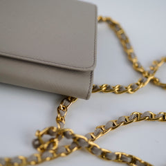 Prada Saffiano Wallet on Chain Beige