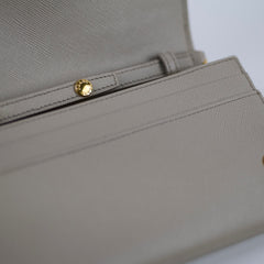 Prada Saffiano Wallet on Chain Beige