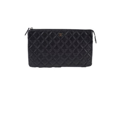 Chanel Double Zip Caviar Pouch Black SHW