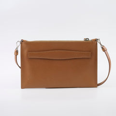 Prada Saffiano Shoulder Pouch/Clutch Caramel Brown