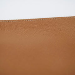 Prada Saffiano Shoulder Pouch/Clutch Caramel Brown