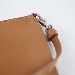 Prada Saffiano Shoulder Pouch/Clutch Caramel Brown