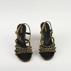 Chanel Chain Pumps Gold 17p size 37.5