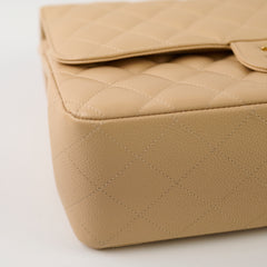 Chanel Double Flap Jumbo Beige Caviar GHW