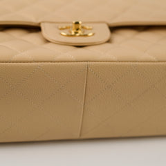 Chanel Double Flap Jumbo Beige Caviar GHW